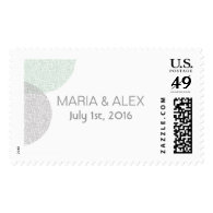 Mint Green and Grey Circle wedding postage stamp