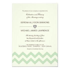 Mint Green and Ivory Chevron Wedding Invitations 4.5