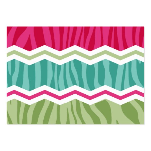 Mint, Green, and Magenta Pink Zebra Stripes Business Card Template (back side)