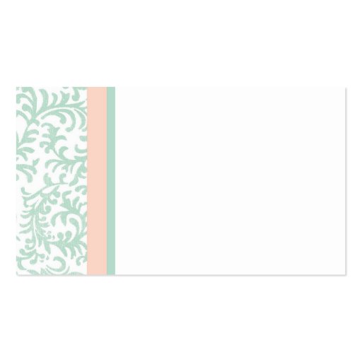 Mint Green and Peach Pink Damask Seating Card Business Card Templates (back side)