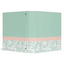 Mint Green and Peach Pink Floral Pattern binders