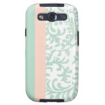 Mint Green and Peach Pink Floral Pattern Galaxy S3 Covers