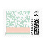 Mint Green and Peach Pink Floral Pattern Stamp