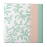 Mint Green and Peach Pink Floral Pattern Tiles