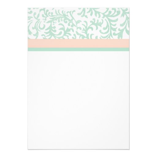 Mint Green and Peach Pink Wedding Invitation