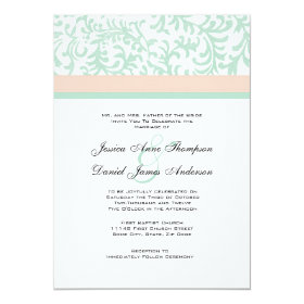Mint Green and Peach Pink Wedding Invitation 5