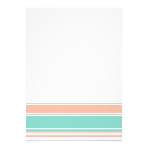 Mint Green and Peach Stripes Wedding Invitation
