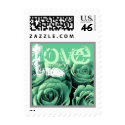 MINT GREEN and SILVER Love Rose Wedding Stamp stamp