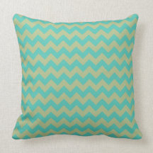 Mint Green and Tan Chevron Pattern Pillows