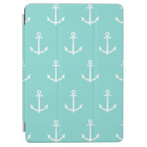 Mint Green and White Anchors Pattern 1 iPad Air Cover at Zazzle