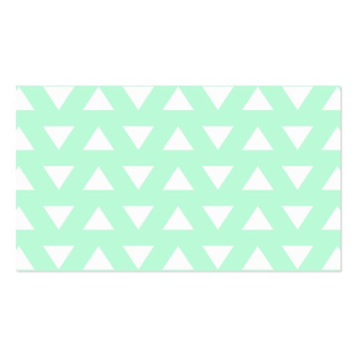 Mint Green and White Geometric Pattern. Business Card Templates (back side)