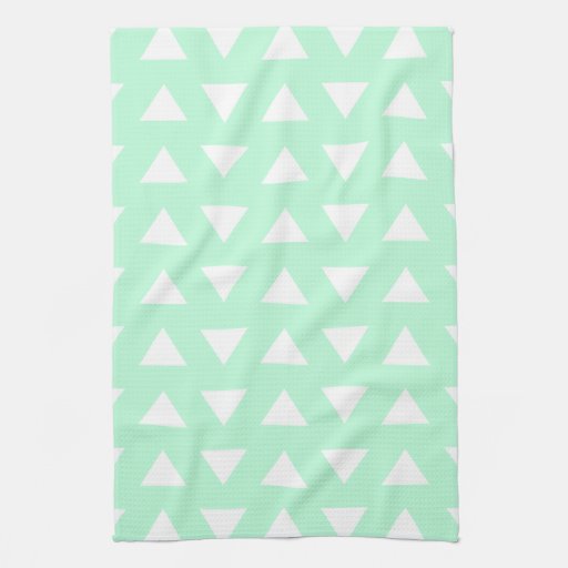 Mint Green and White Geometric Pattern. Towel
