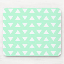 Mint Green and White Geometric Pattern. Mousepads