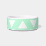 Mint Green and White Geometric Pattern. Cat Food Bowl
