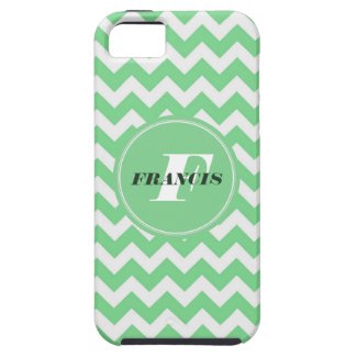 Mint-Green And White Monogram Chevron Pattern iPhone 5 Covers