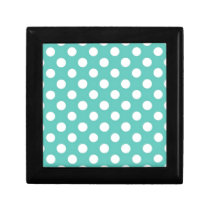 Mint green and white polka dot pattern. gift boxes