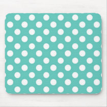 Mint green and white polka dot pattern. mousepads