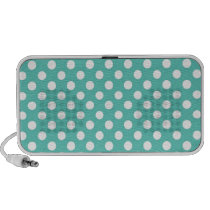 Mint green and white polka dot pattern. speakers