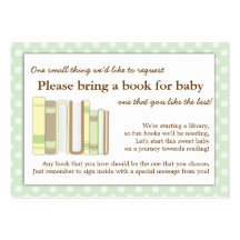 Mint Green Baby Shower Book Insert Request Card Business Cards