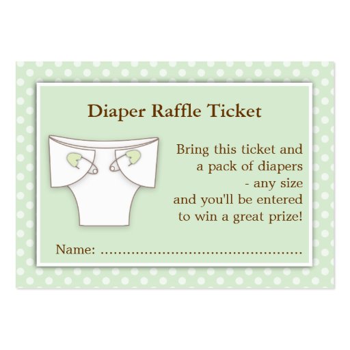 Mint Green Baby Shower Diaper Raffle Ticket Insert Business Card Templates (front side)
