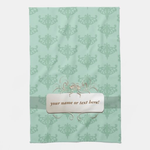 mint green background label towel