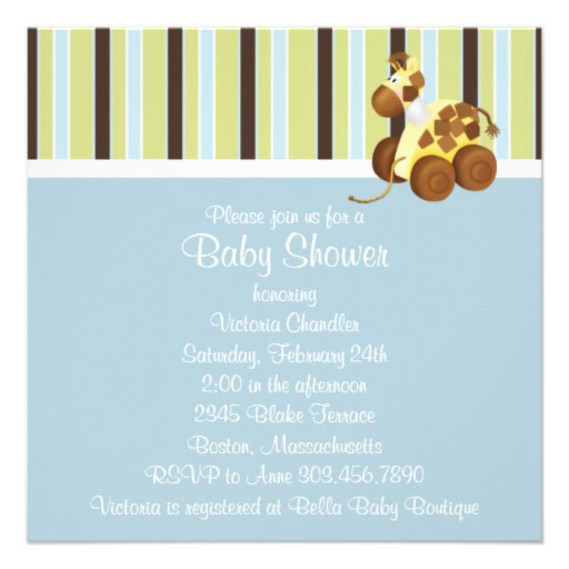 Mint Green Blue Brown Baby Boy Shower Invitations