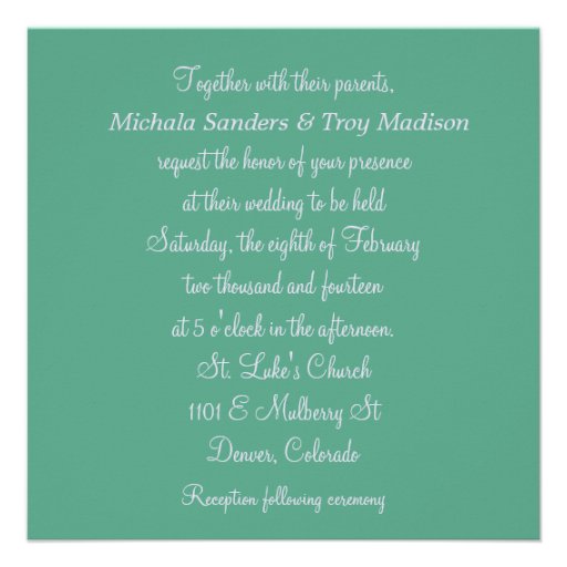 Mint Green Brocade Monogram Wedding Personalized Announcement