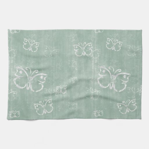 Mint Green Butterfly pattern Hand Towel