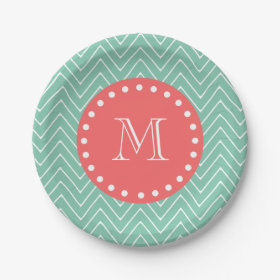 coral and teal paper plates