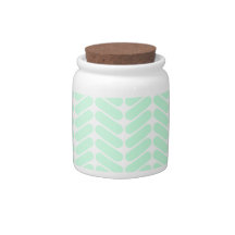 Mint Green Chevron Pattern, like Knitting. Candy Jars