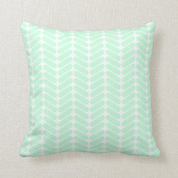 Mint Green Chevron Pattern, like Knitting. Throw Pillows