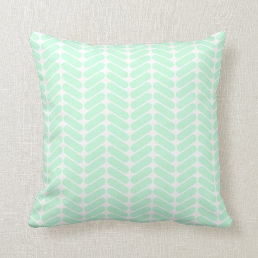 Mint Green Chevron Pattern, like Knitting. Throw Pillow Zazzle