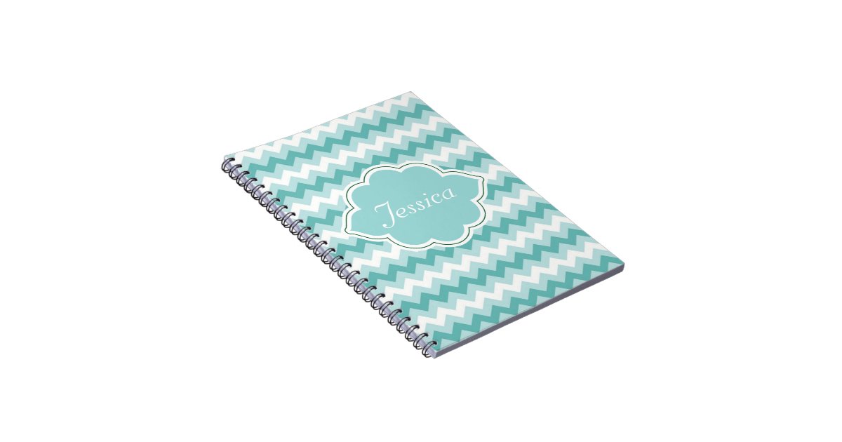 Mint Green Chevron Personalized Spiral NoteBooks Zazzle