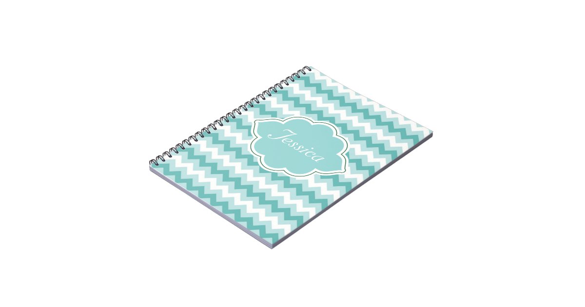Mint Green Chevron Personalized Spiral NoteBooks Zazzle