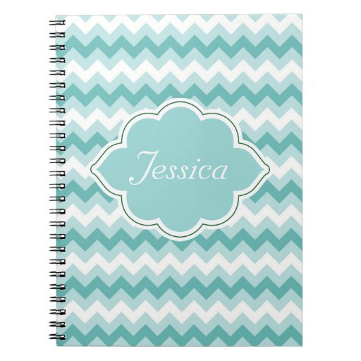 Mint Green Chevron Personalized Spiral NoteBooks Zazzle