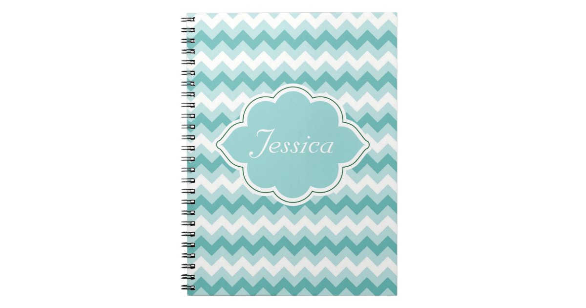 Mint Green Chevron Personalized Spiral NoteBooks Zazzle