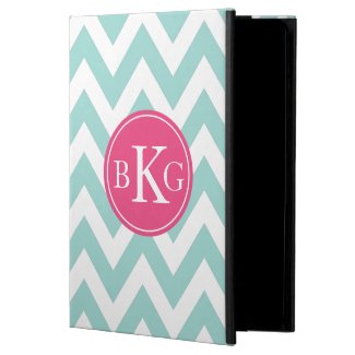 Mint Green Chevron & Pink Custom Monogram iPad Cover