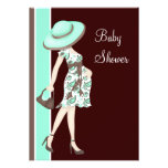 Mint Green Chocolate Brown Baby Shower Custom Invitation