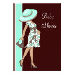 Mint Green Chocolate Brown Baby Shower Personalized Invite