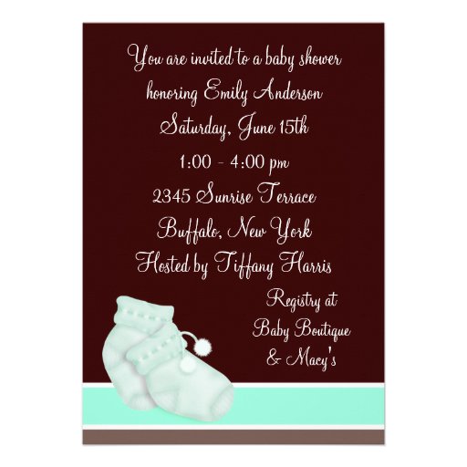 Mint Green Chocolate Brown Baby Shower Personalized Invite