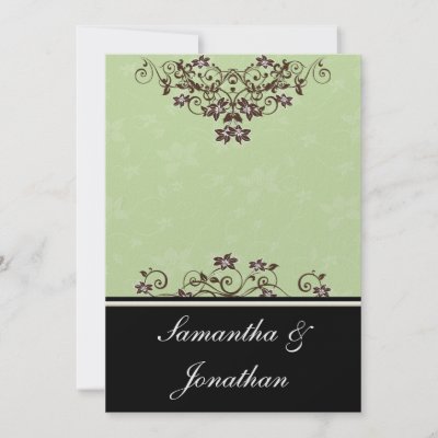 Mint Green Chocolate Brown Wedding Invitation by OLPamPam