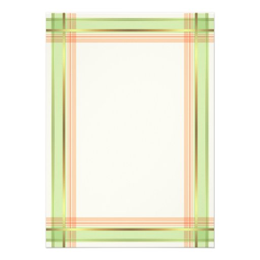 Mint Green Coral Pink Plaid Wedding Invitation