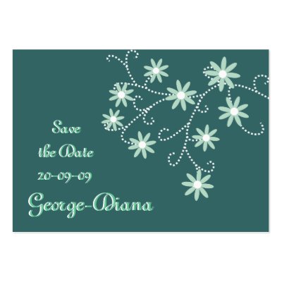Mint Green Daisies Save the Date Business Card Template by zazzleproducts1