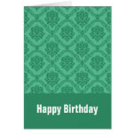 Mint Green Damask Birthday Greeting Card