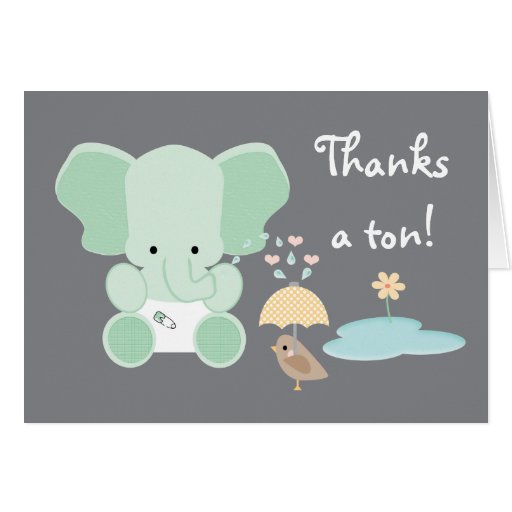Mint Green Elephant Diaper Baby Shower Thank You Card Zazzle