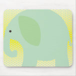 Mint Green Elephant on Yellow Mousepads