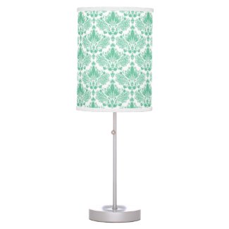 Mint Green Floral Damasks White Background Desk Lamps