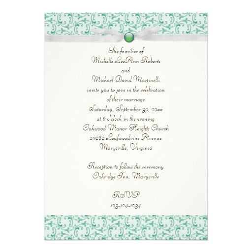 Mint Green Florentine Wedding Invitation