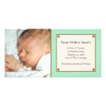 Mint Green Flower Baby Photo Card