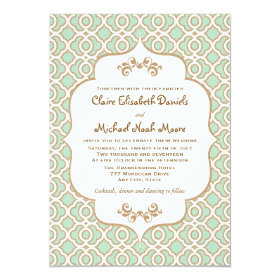 Mint Green Gold Moroccan Wedding Invitations 5